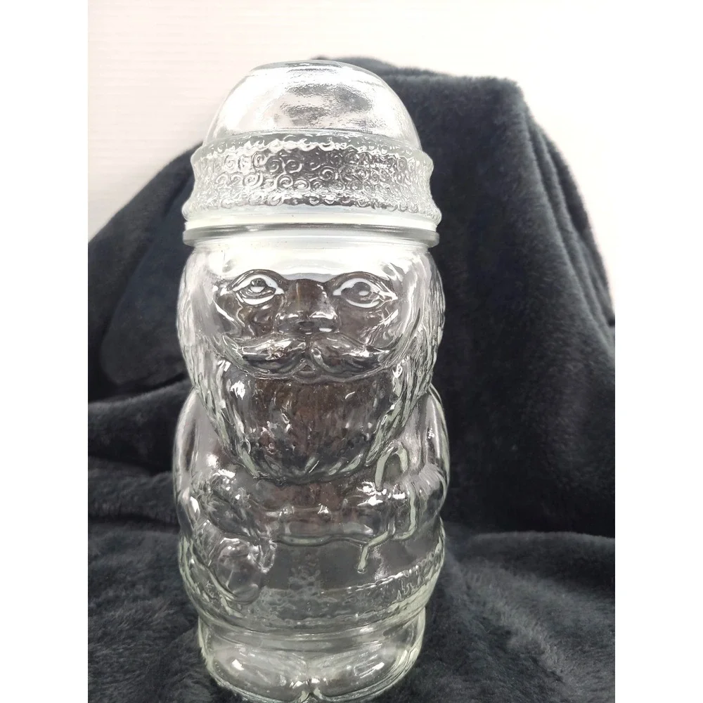 Anchor Hocking Santa Claus Sealed Jar Canister Clear Glass‎ Apothecary 8